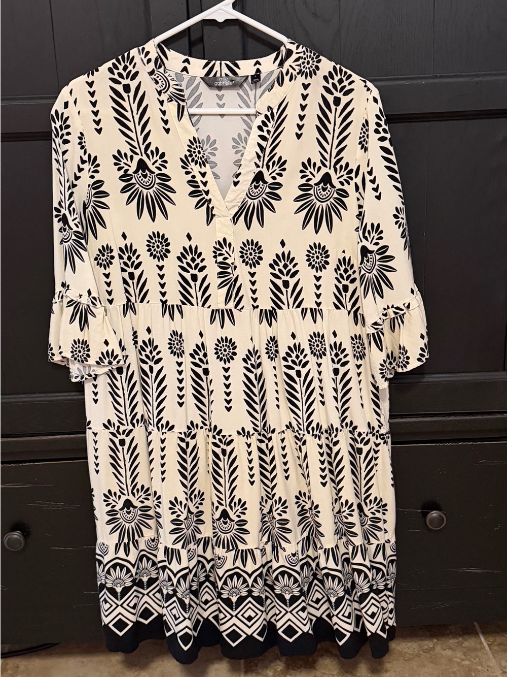 Mlle Gabrielle Black and White Floral Tunic